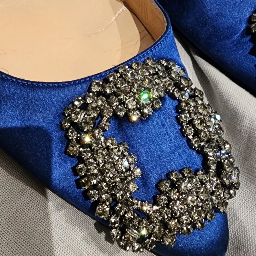 Manolo Blahnik Blue Satin Flats - Picture 6 of 6